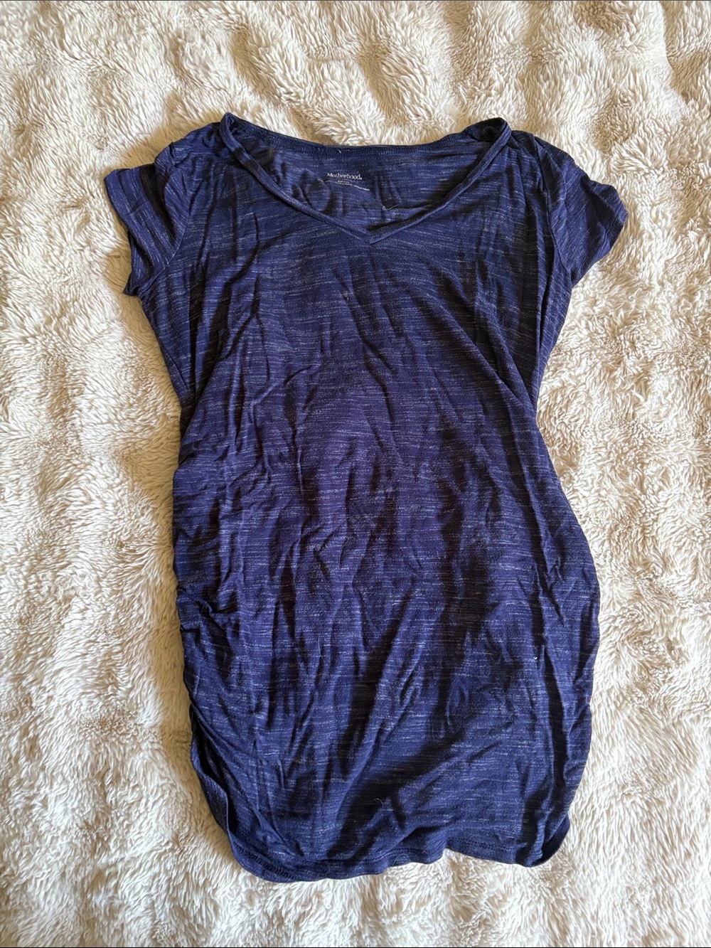 Motherhood Maternity Navy Blue Short Sleeve V-Neck Top